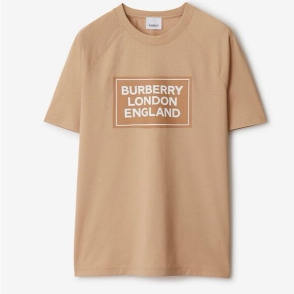 Burberry Women’s Margot Logo Print Short Sleeve T-shirt Soft Fawn M 8084350 - Picture 1 of 9